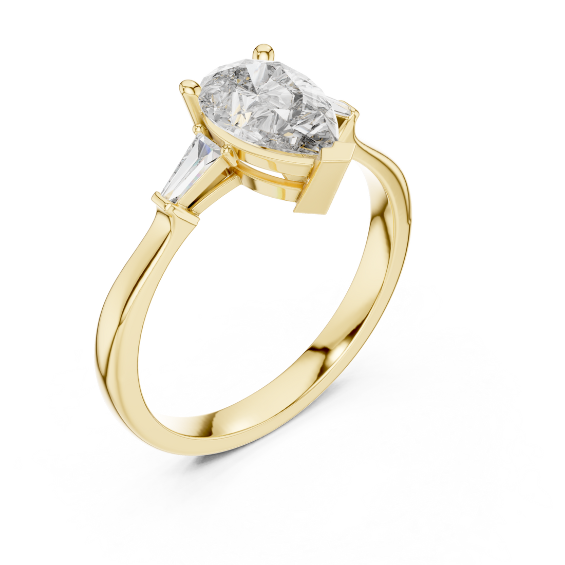 Gold Radiant Duo Tapered Elegance Ring Right View