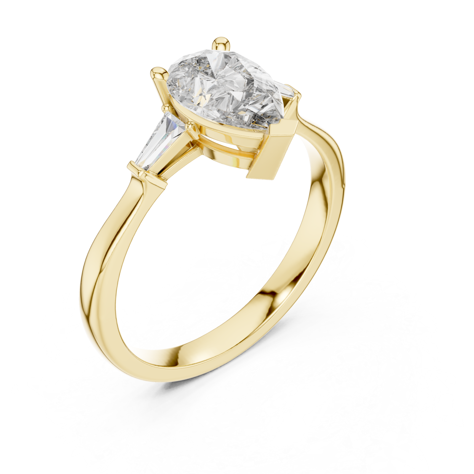 Gold Radiant Duo Tapered Elegance Ring Right View