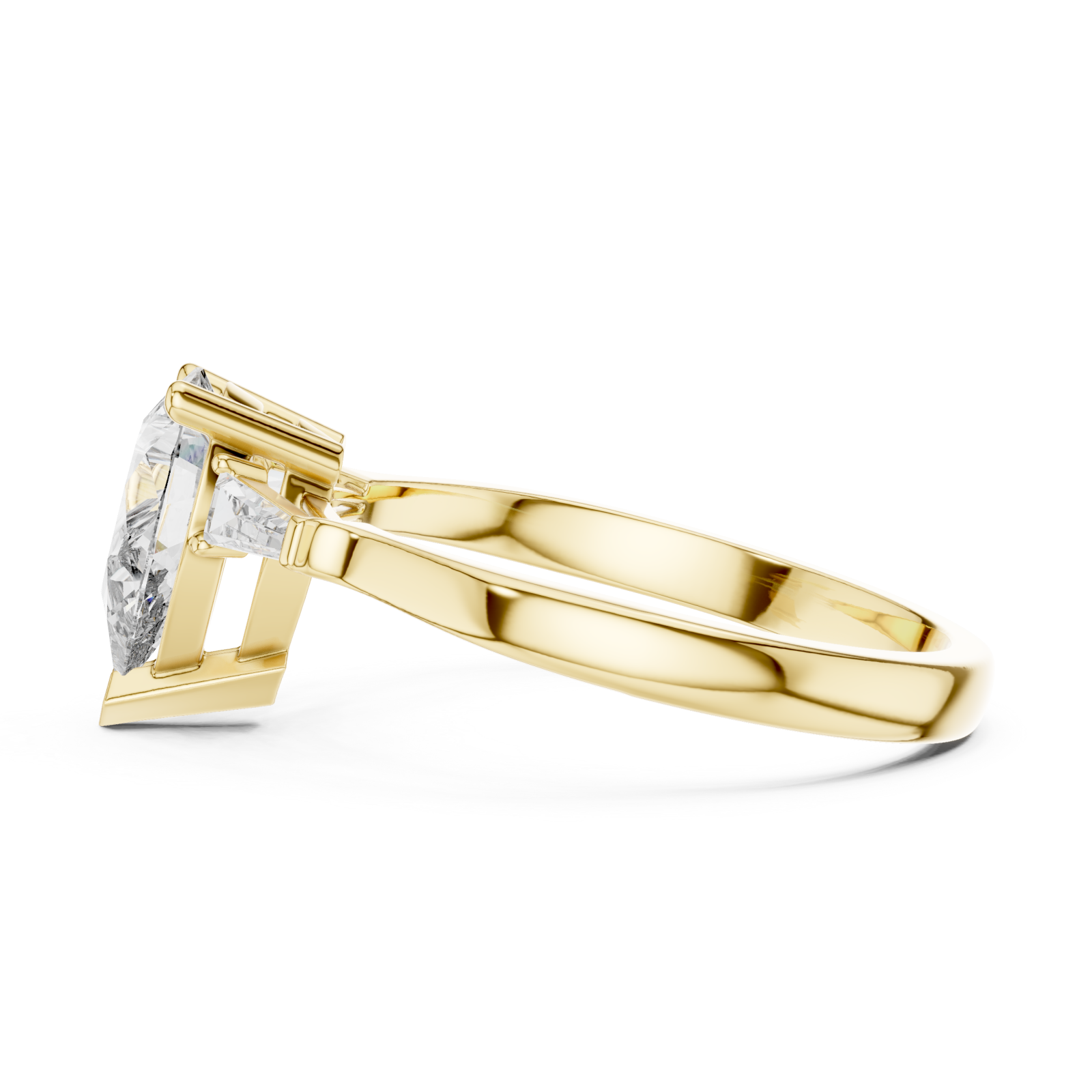 Gold Radiant Duo Tapered Elegance Ring Side View