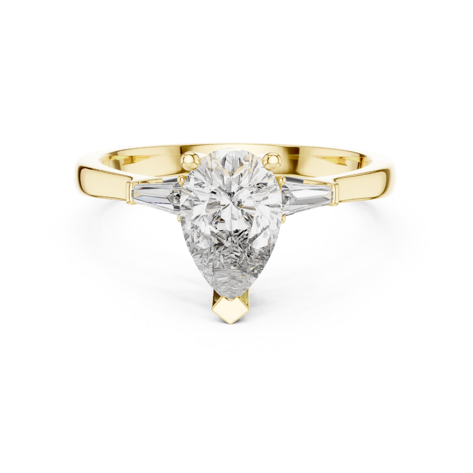  Gold Radiant Duo Tapered Elegance Ring Front View
