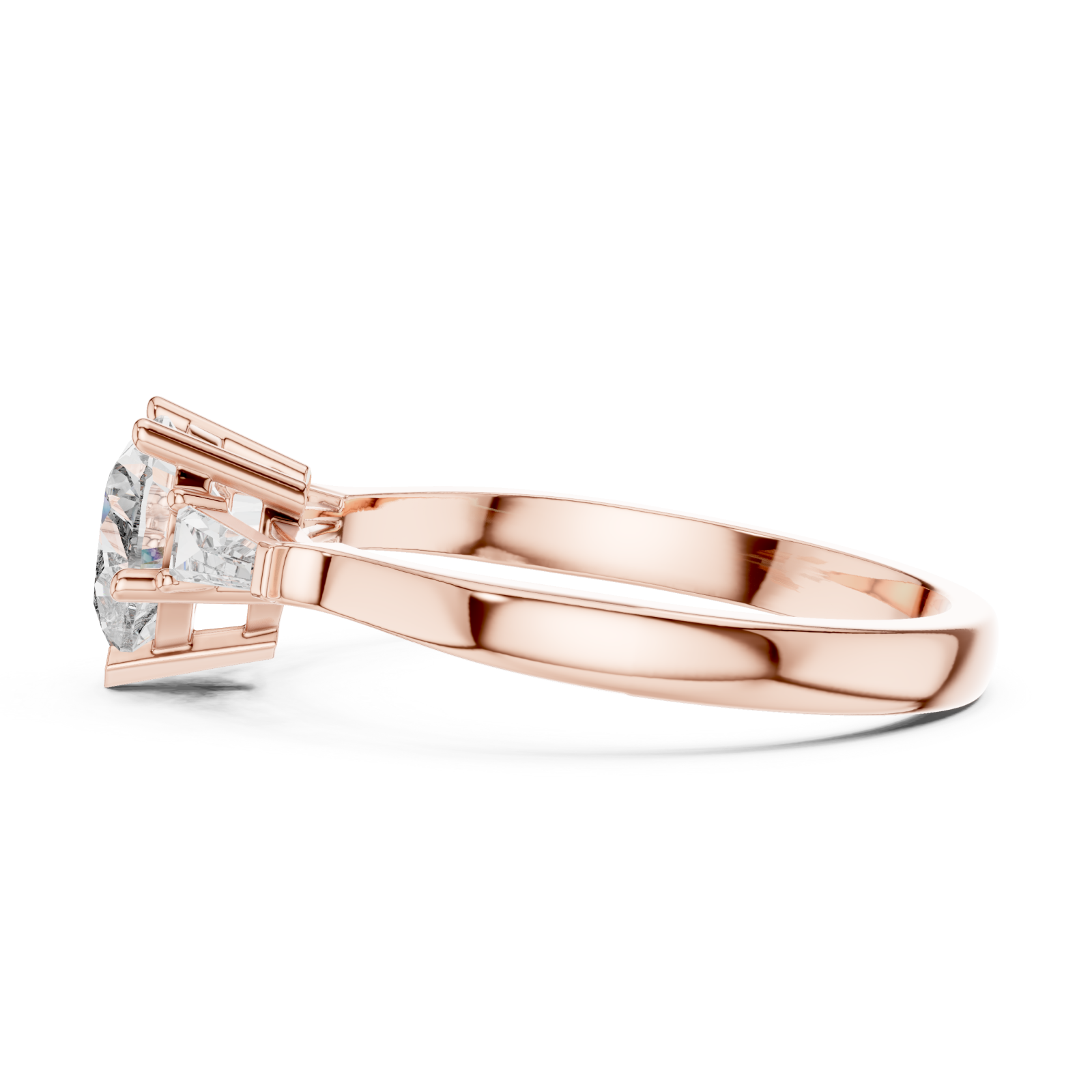  Rose Gold Classic Radiance Solitaire Ring Side View