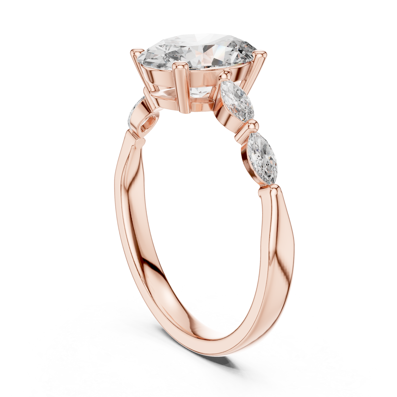  Rose Gold Regency Curve Trio Oval Band Ring Left View