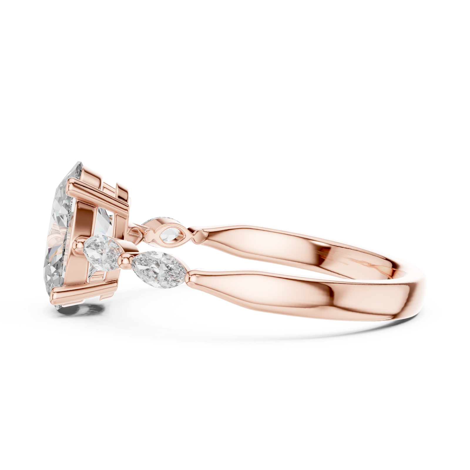  Rose Gold Regency Curve Trio Oval Band Ring Side View