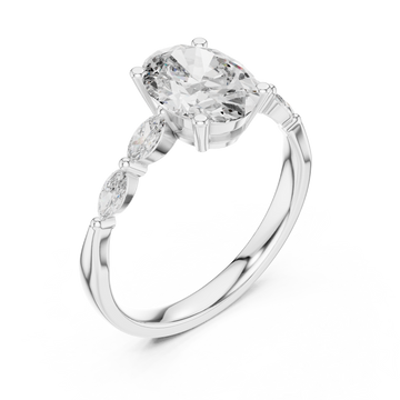  White Gold Regency Curve Trio Oval Band Ring Right View