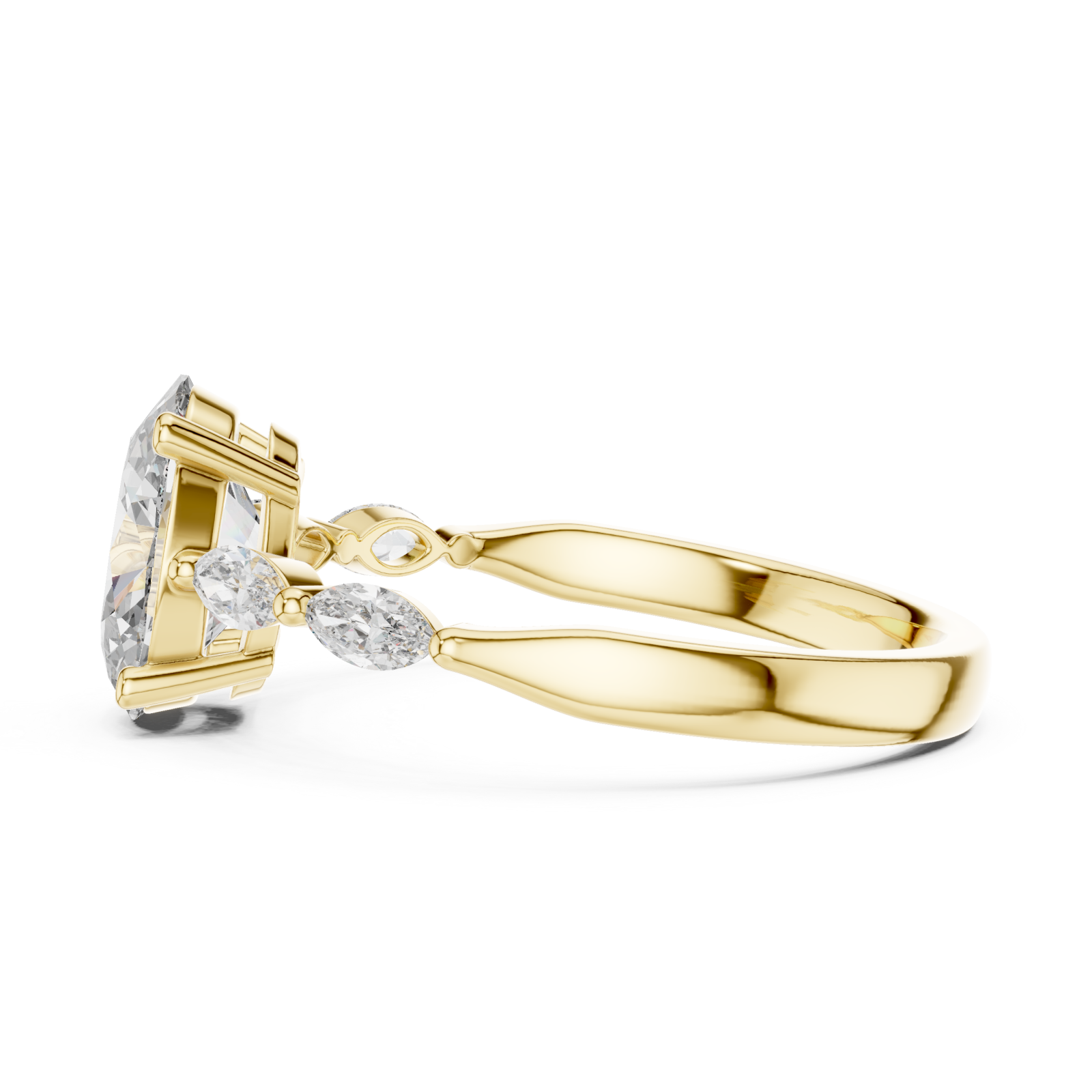  Gold Regency Curve Trio Oval Band Ring Side View