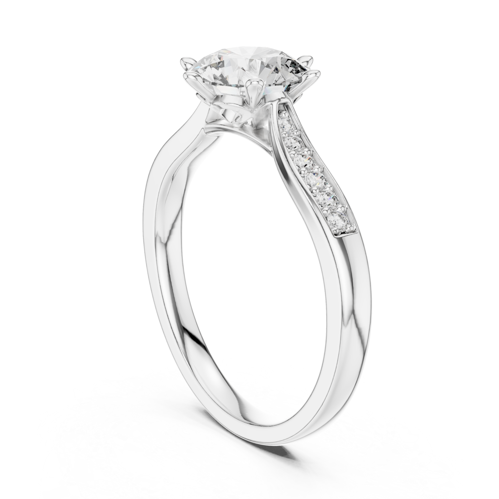  White Gold Cascade Twirl Solitaire Grand Ring Left View