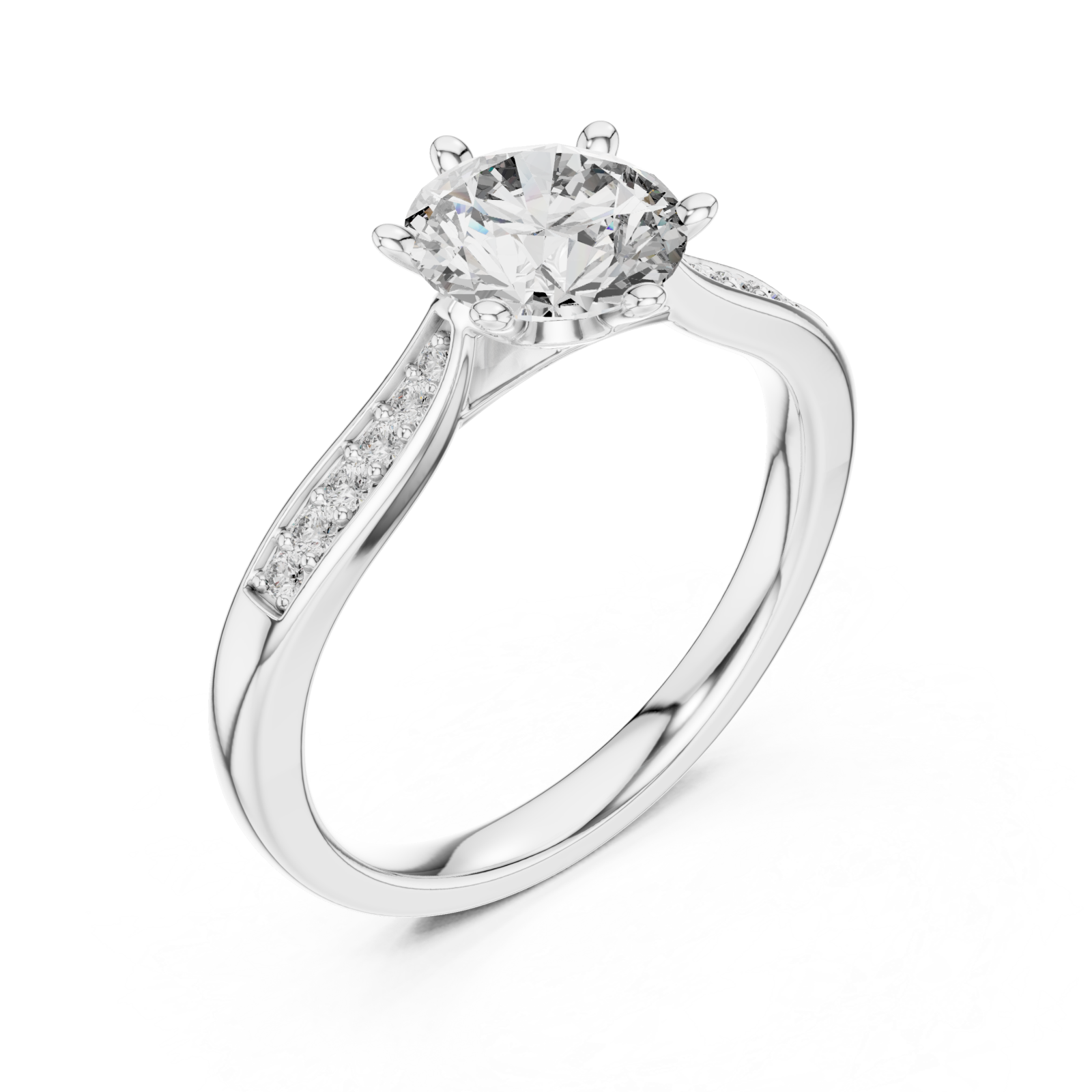  White Gold Cascade Twirl Solitaire Grand Ring Right View