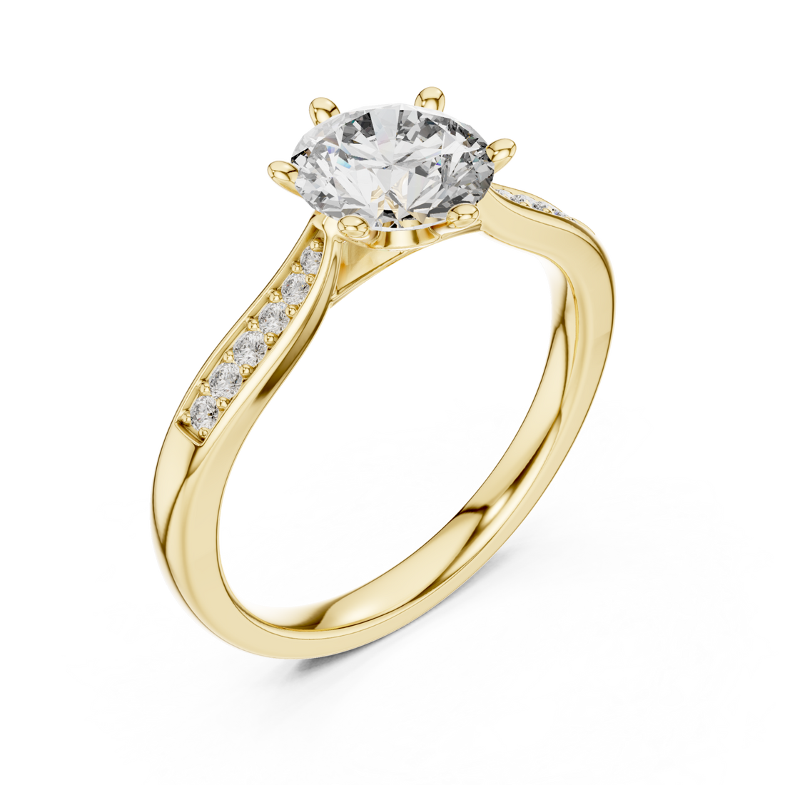 Gold Cascade Twirl Solitaire Grand Ring Right View
