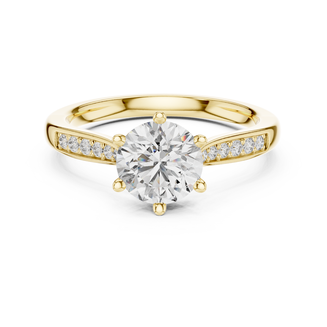 Gold Cascade Twirl Solitaire Grand Ring Right View
