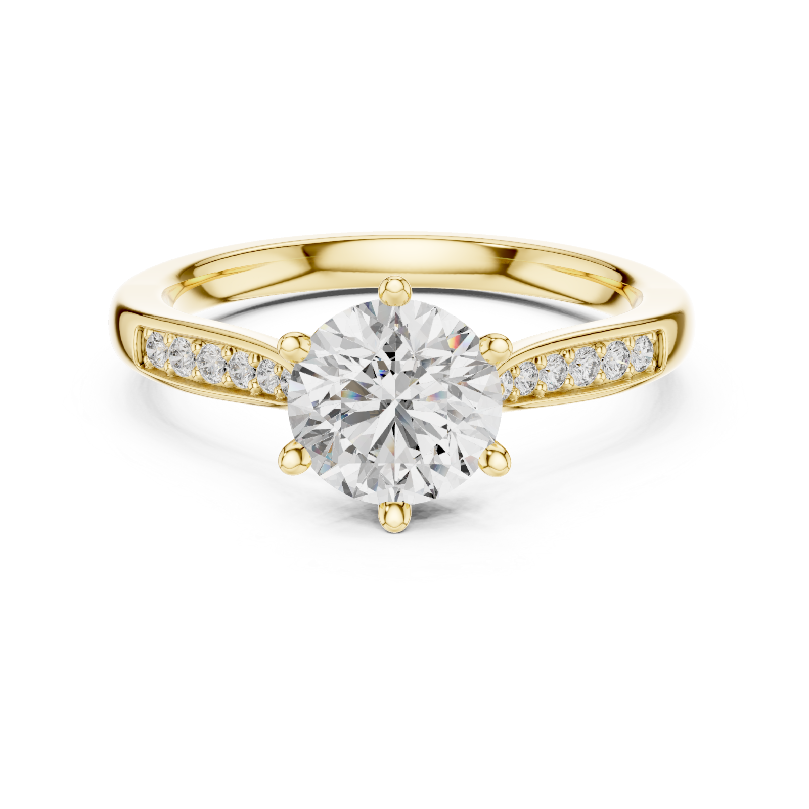  Gold Cascade Twirl Solitaire Grand Ring Front View