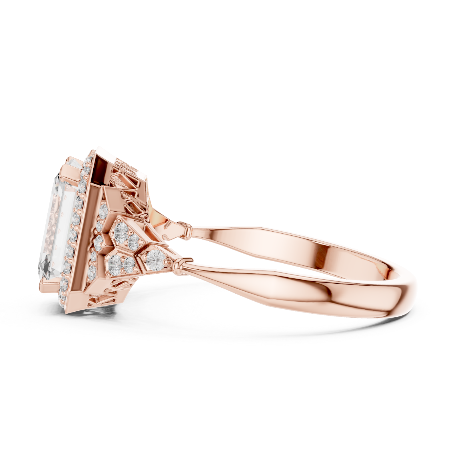  Rose Gold Symphony Regal Artistry Engagement Ring Side View