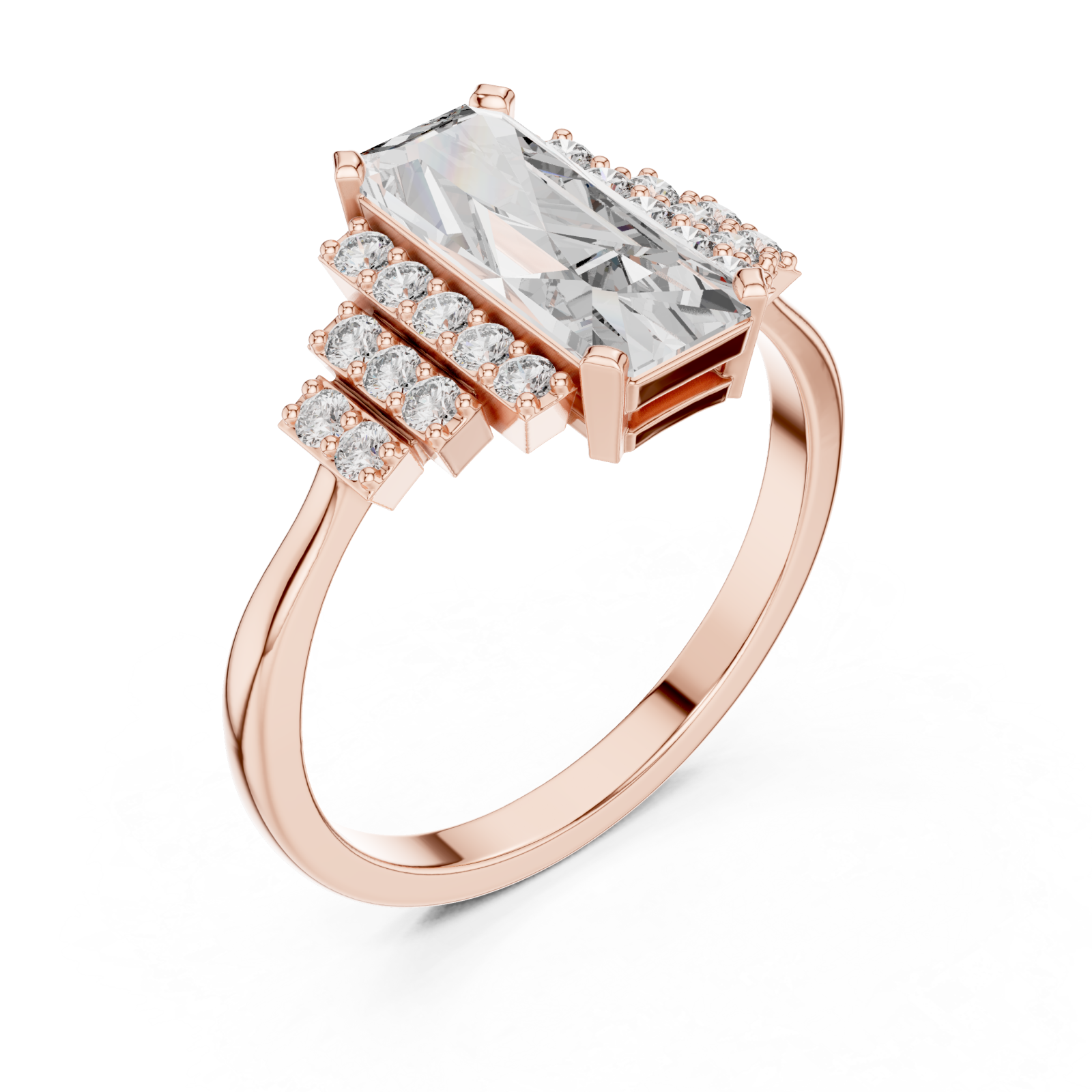  Rose Gold Luminous Triple Row Radiance Band Right View