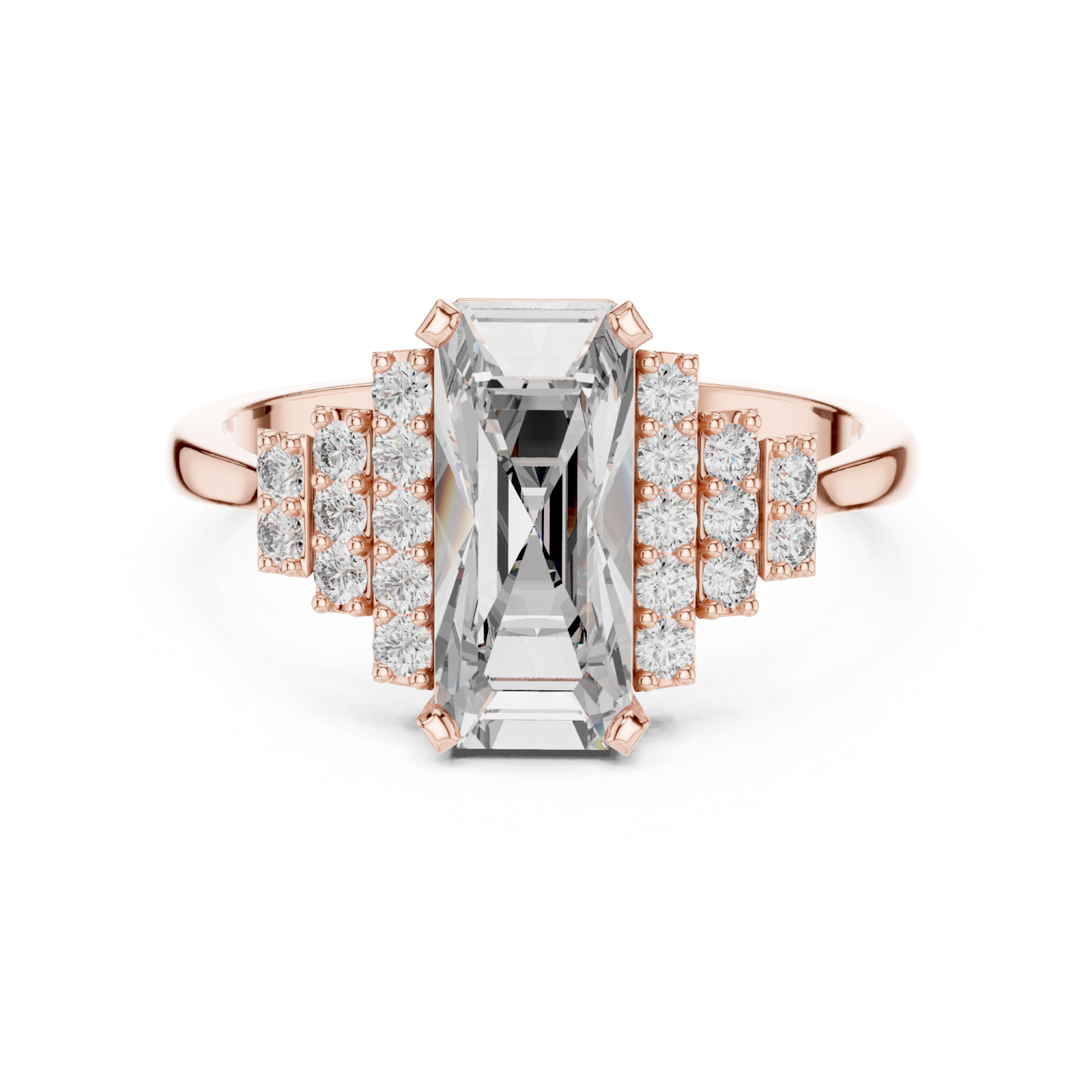  Rose Gold Luminous Triple Row Radiance Band Front View