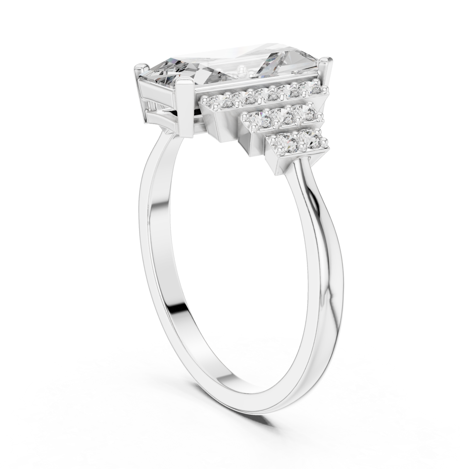  White Gold Luminous Triple Row Radiance Band Left View
