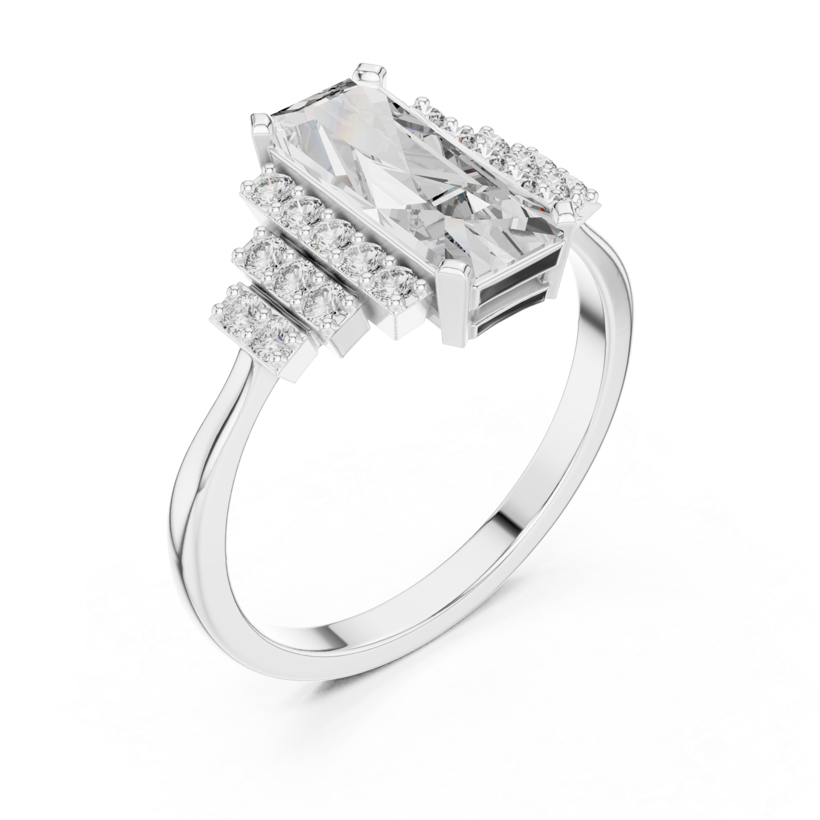  White Gold Luminous Triple Row Radiance Band Right View