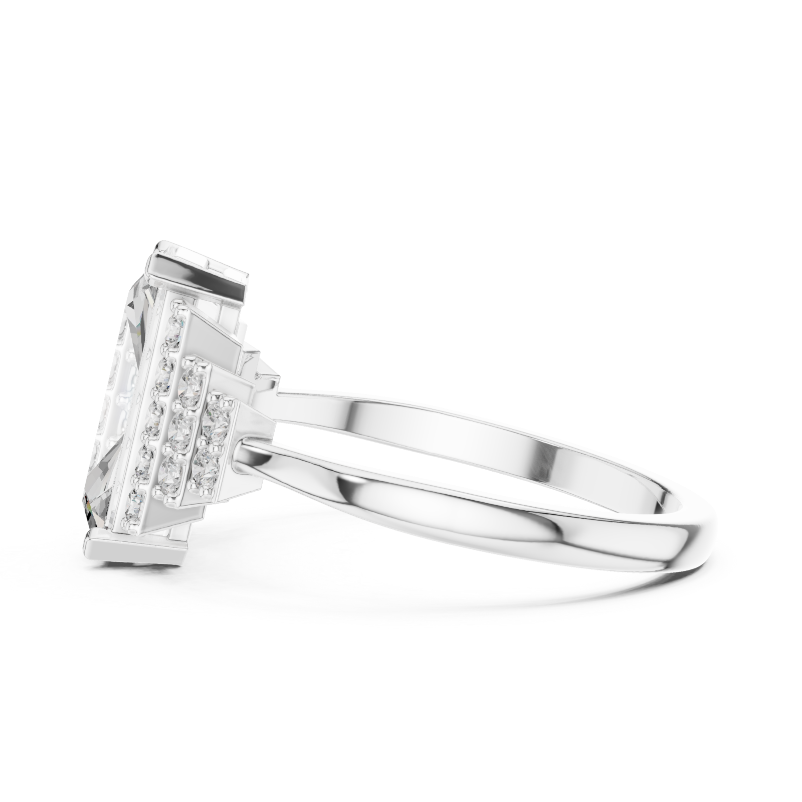  White Gold Luminous Triple Row Radiance Band Side View