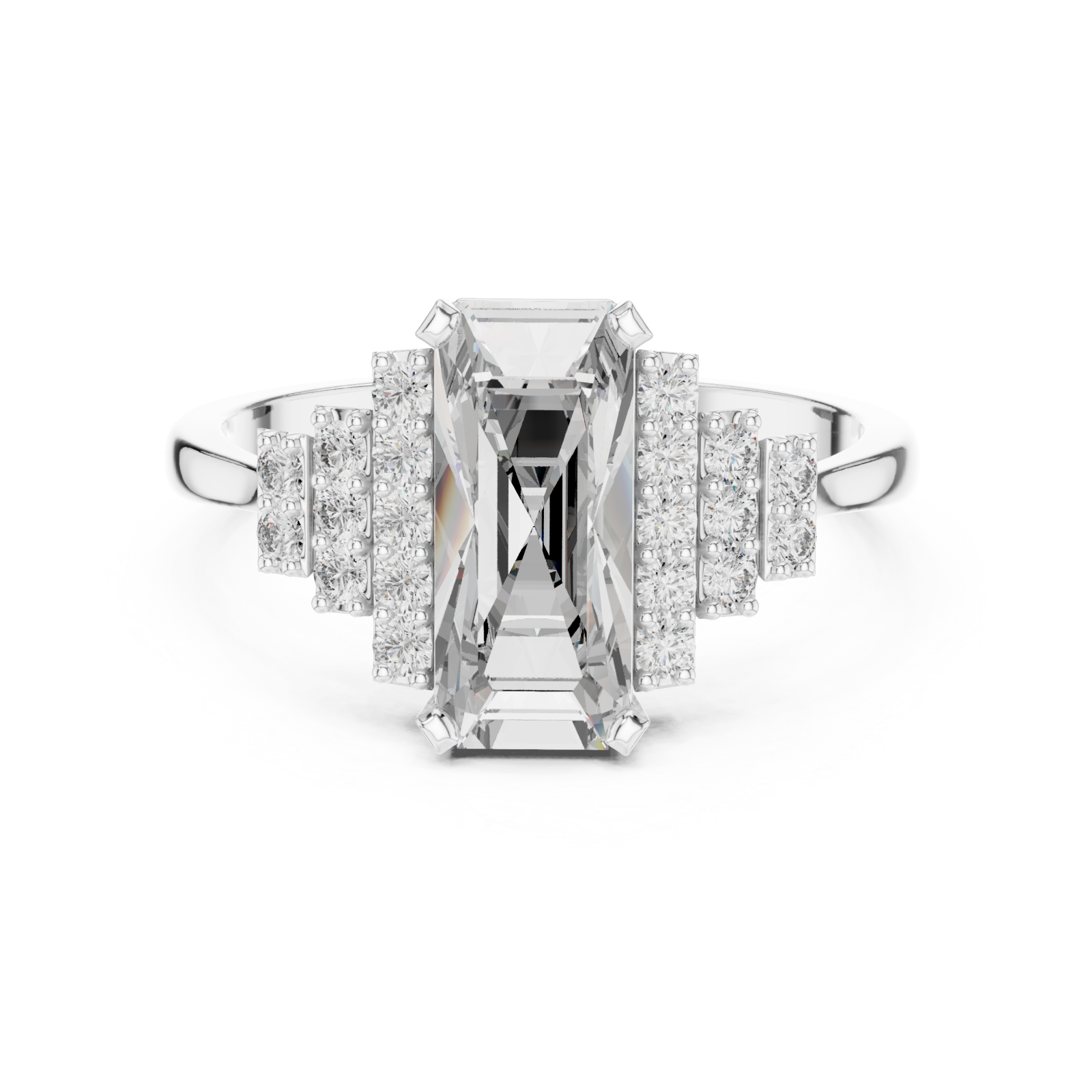  White Gold Luminous Triple Row Radiance Band Front View