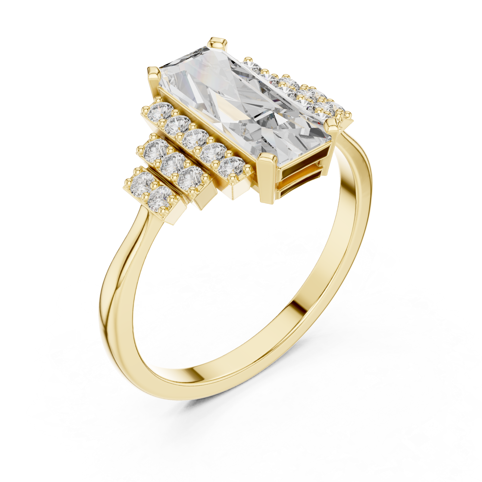 Gold Luminous Triple Row Radiance Band Right View