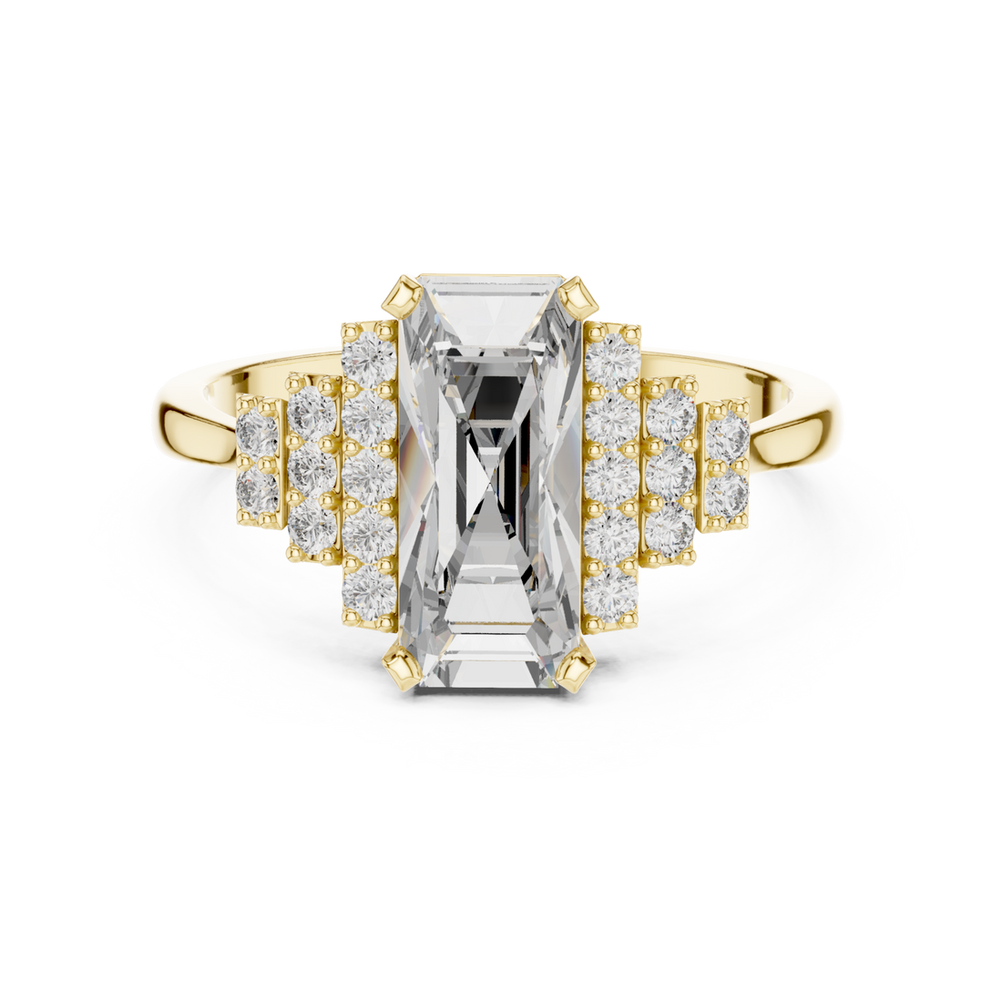 Gold Luminous Triple Row Radiance Band Right View