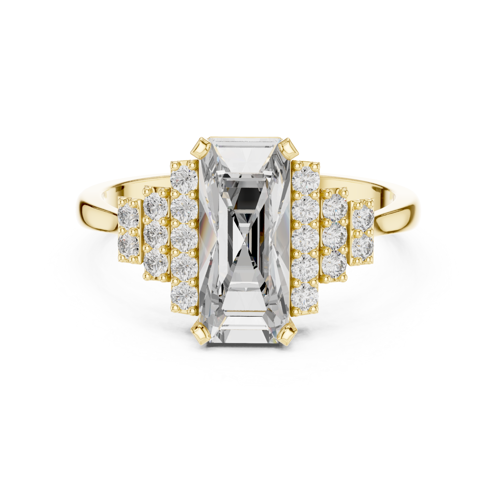  Gold Luminous Triple Row Radiance Band Front View