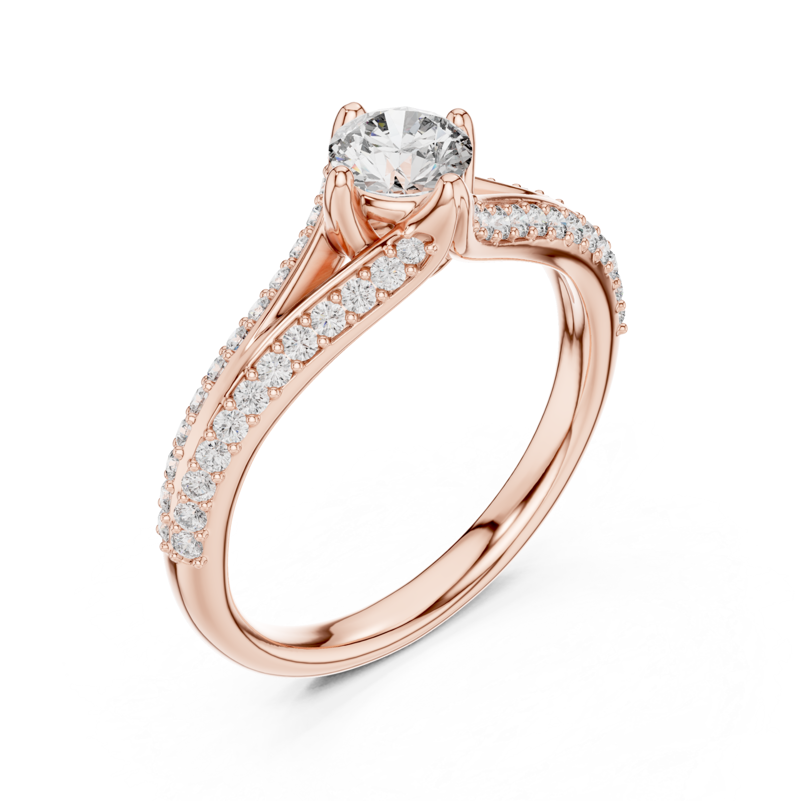  Rose Gold Enchanted Cascade Pavé Accent Engagement Ring Right View