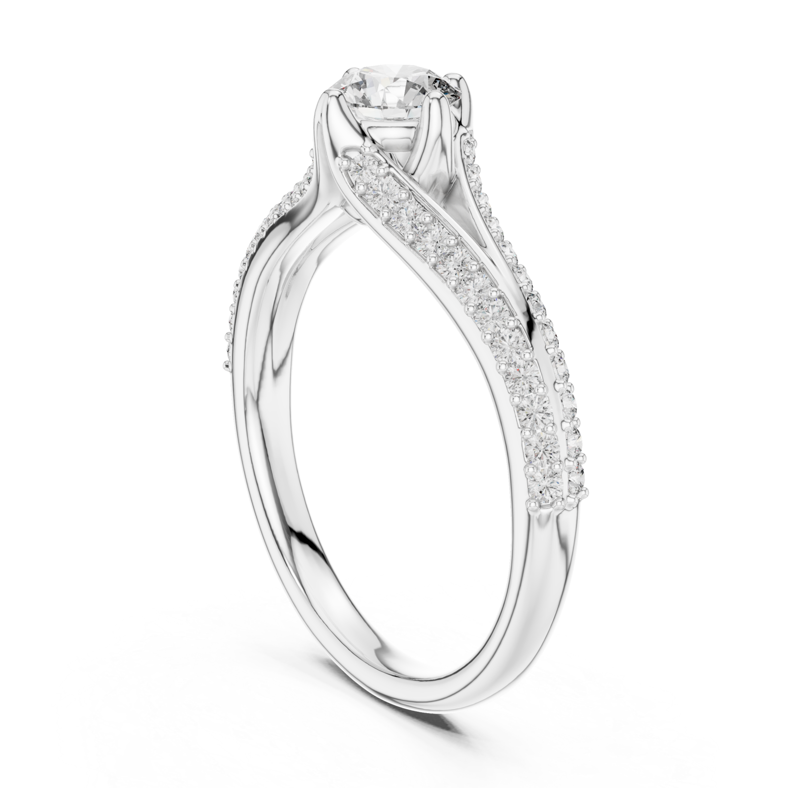  White Gold Enchanted Cascade Pavé Accent Engagement Ring Left View