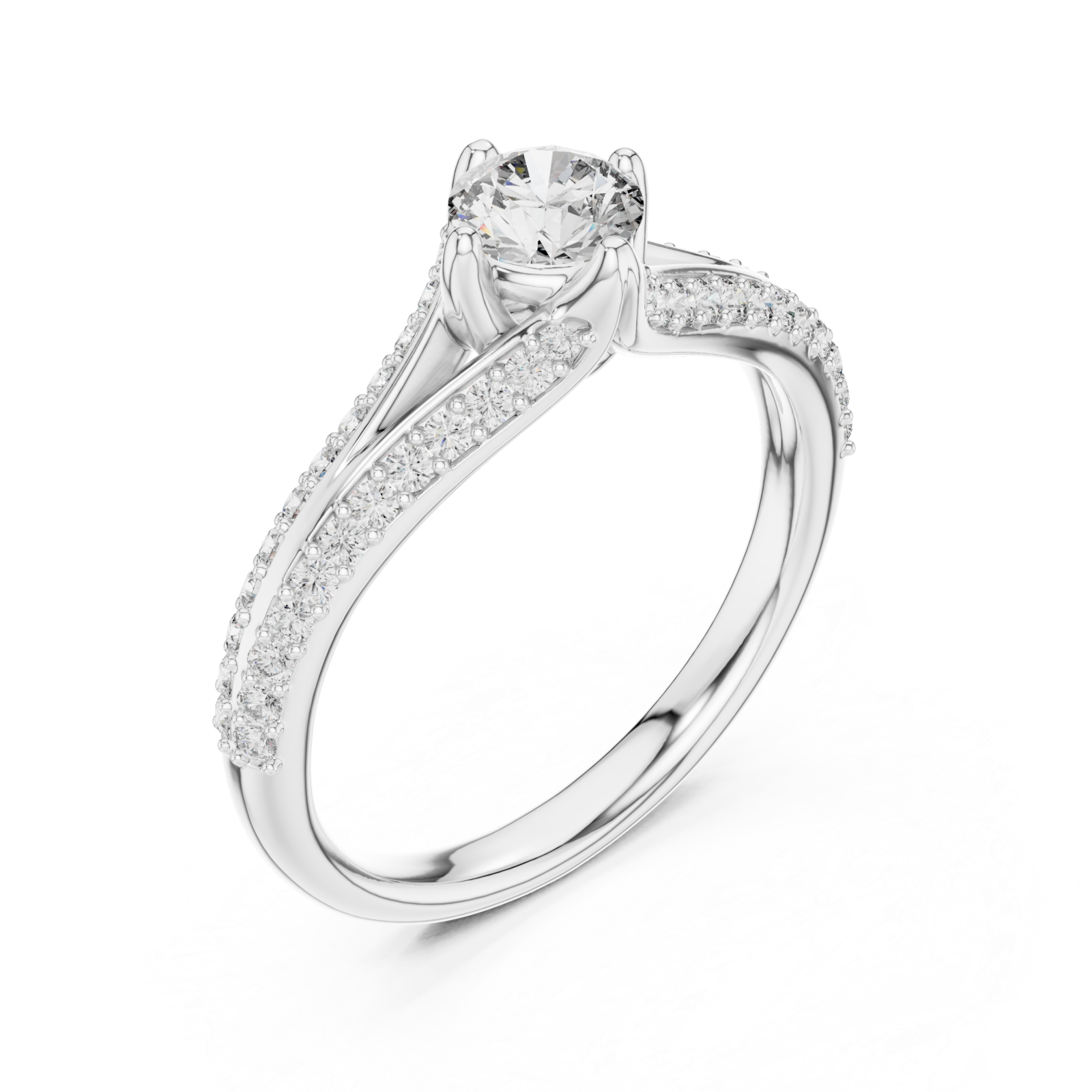  White Gold Enchanted Cascade Pavé Accent Engagement Ring Right View
