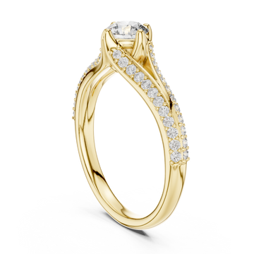  Gold Enchanted Cascade Pavé Accent Engagement Ring Left View