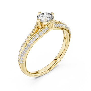 Gold Enchanted Cascade Pavé Accent Engagement Ring Right View