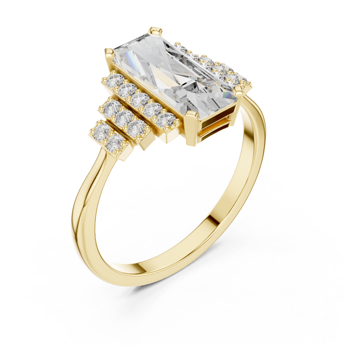 Gold Celestial Grand Pavilion Radiant Accent Ring Right View