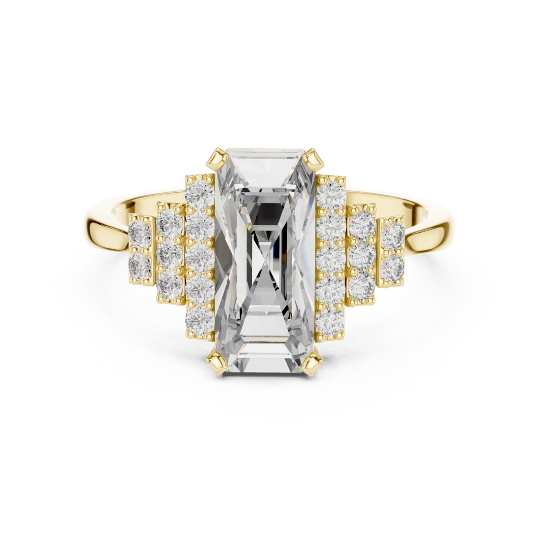 Gold Celestial Grand Pavilion Radiant Accent Ring Right View