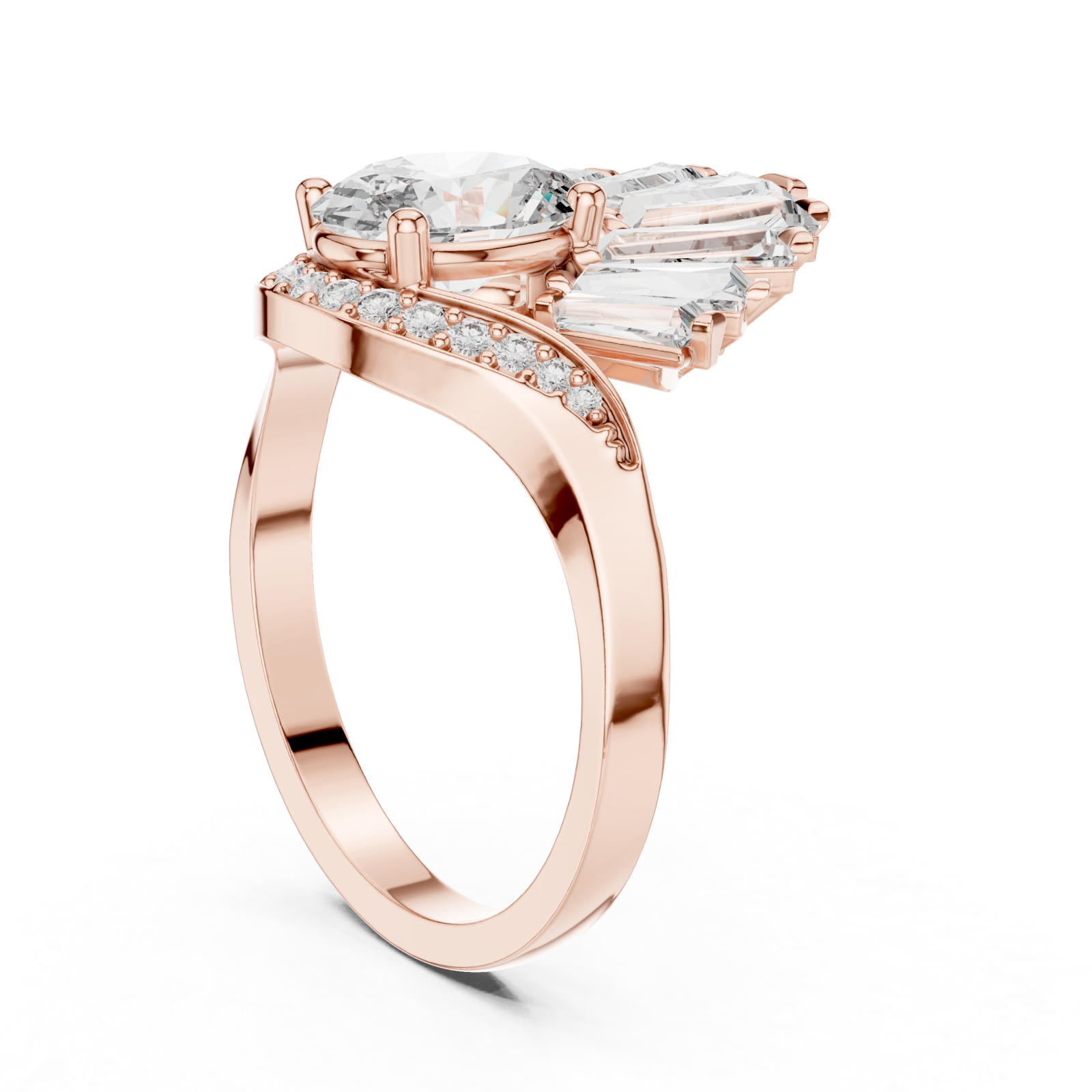  Rose Gold Sunburst Enchantment Statement Ring Left View