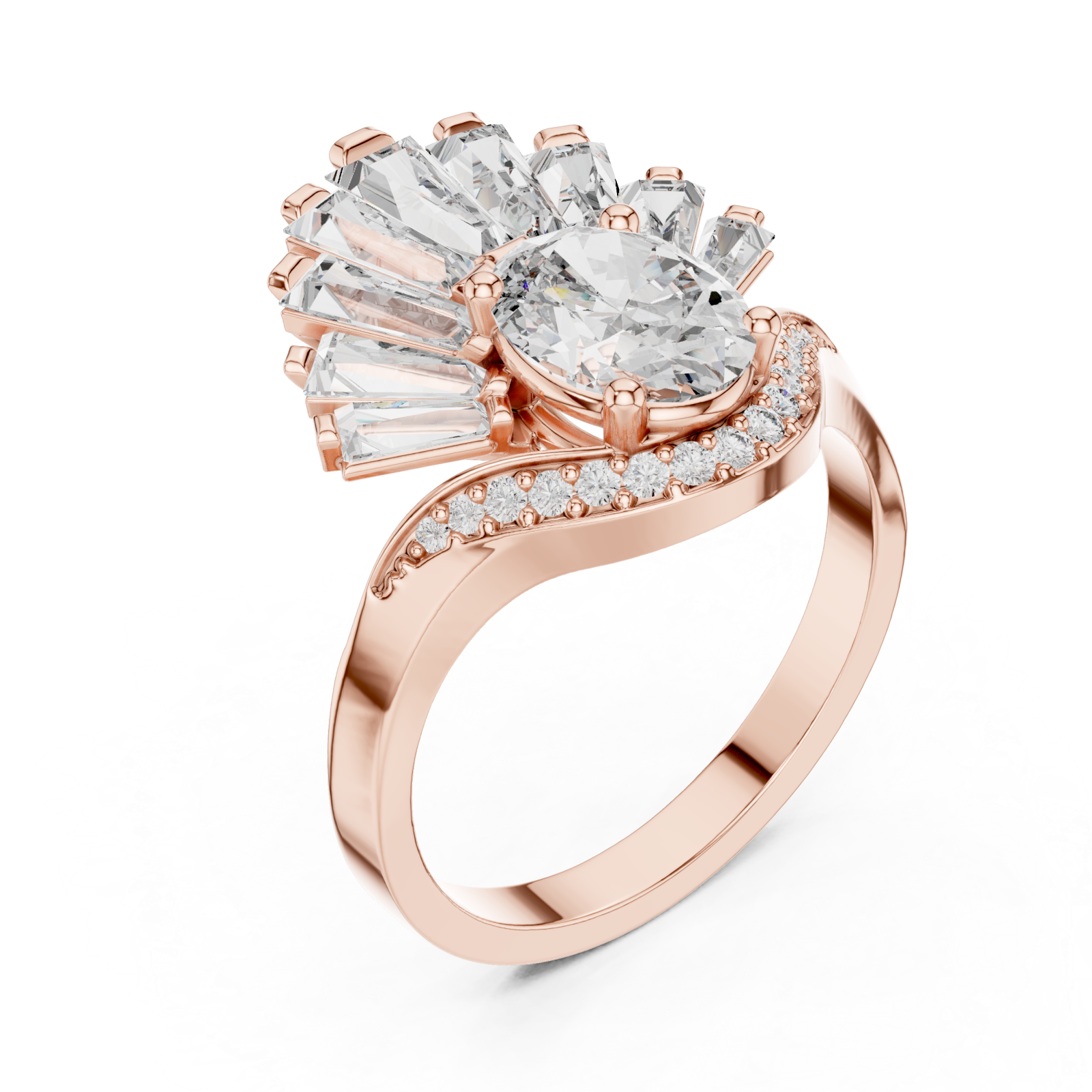  Rose Gold Sunburst Enchantment Statement Ring Right View