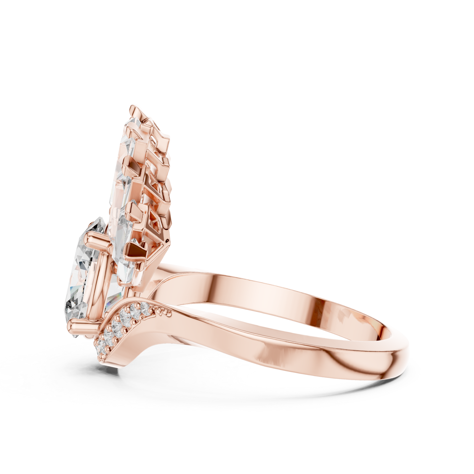  Rose Gold Sunburst Enchantment Statement Ring Side View