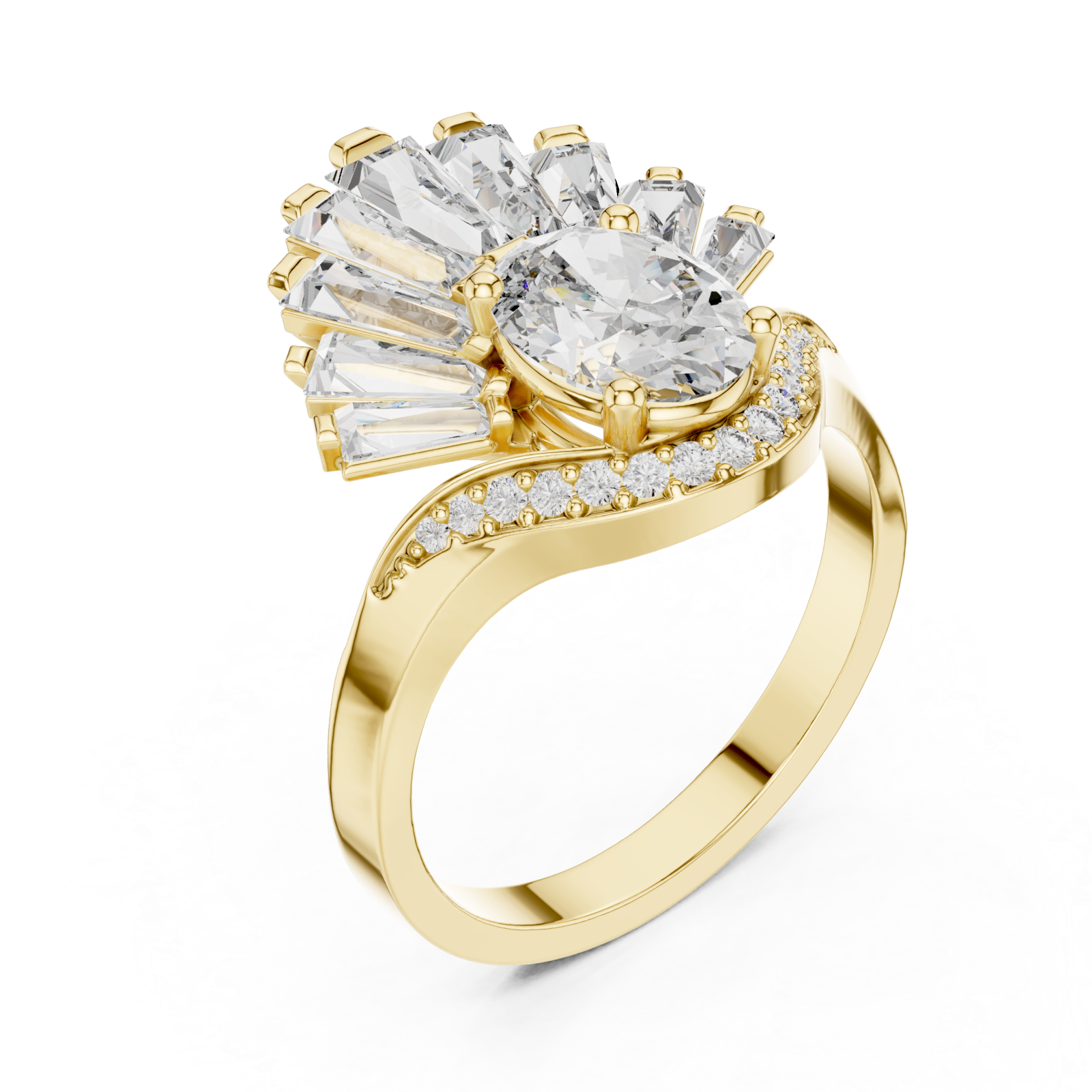 Gold Sunburst Enchantment Statement Ring Right View