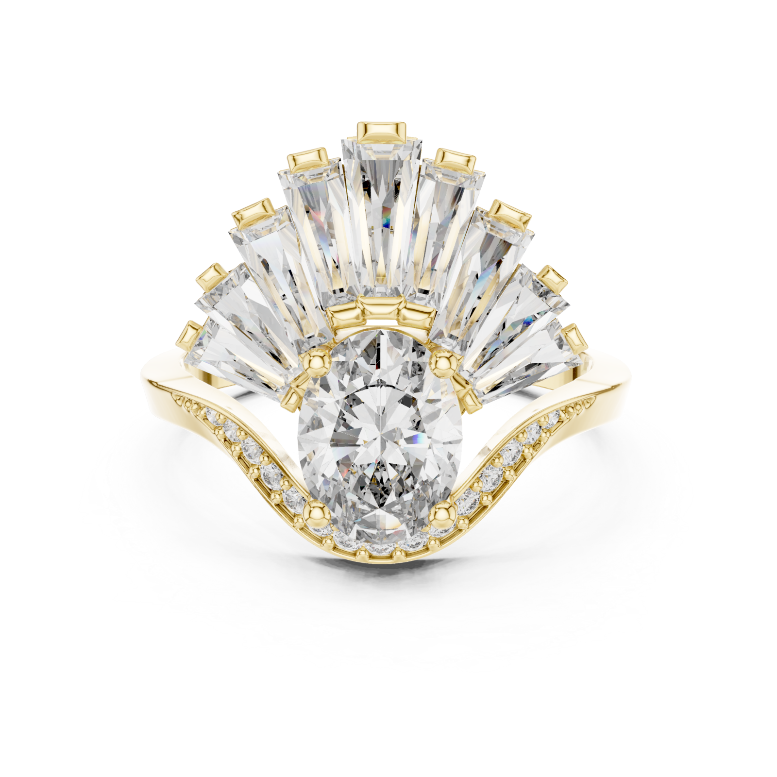  Gold Sunburst Enchantment Statement Ring Front View