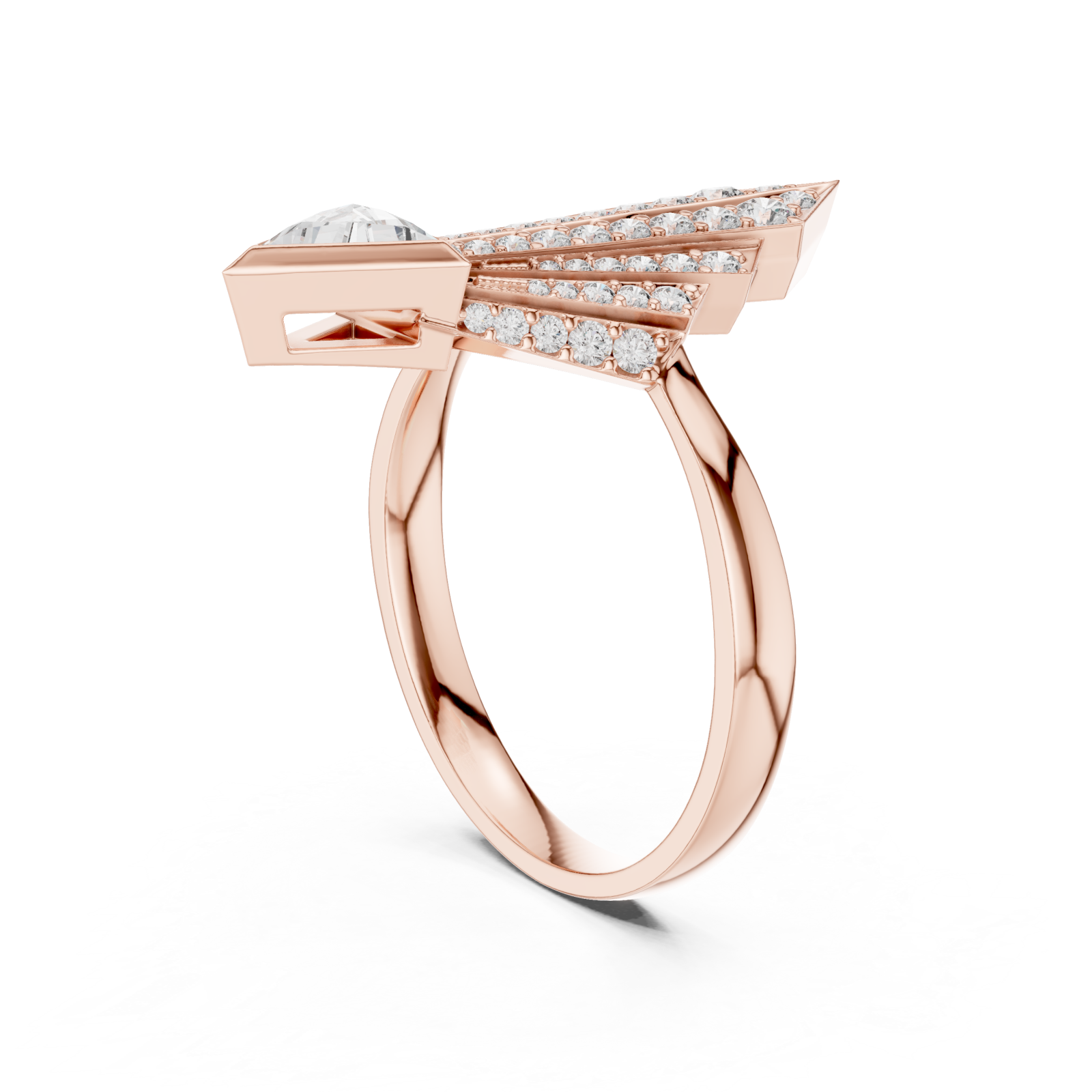  Rose Gold Gilded Astral Fanlight Anniversary Ring Left View