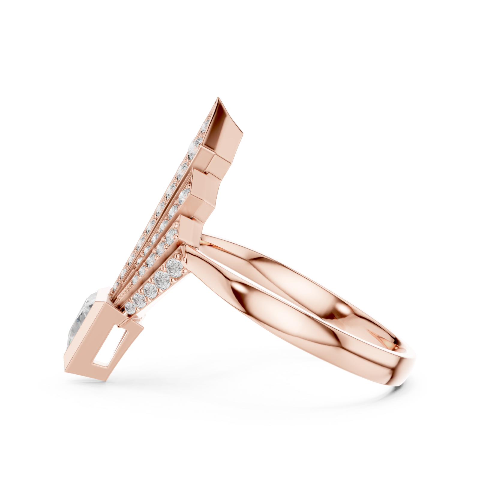 Rose Gold Gilded Astral Fanlight Anniversary Ring Side View