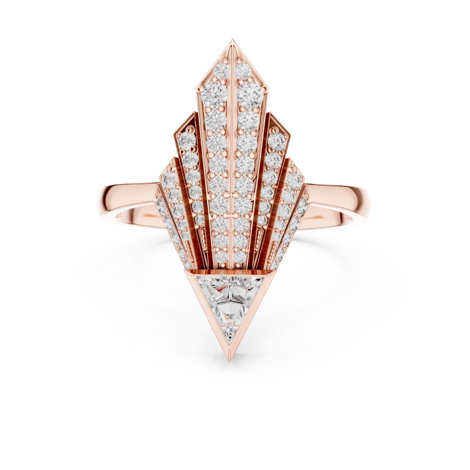  Rose Gold Gilded Astral Fanlight Anniversary Ring Front View