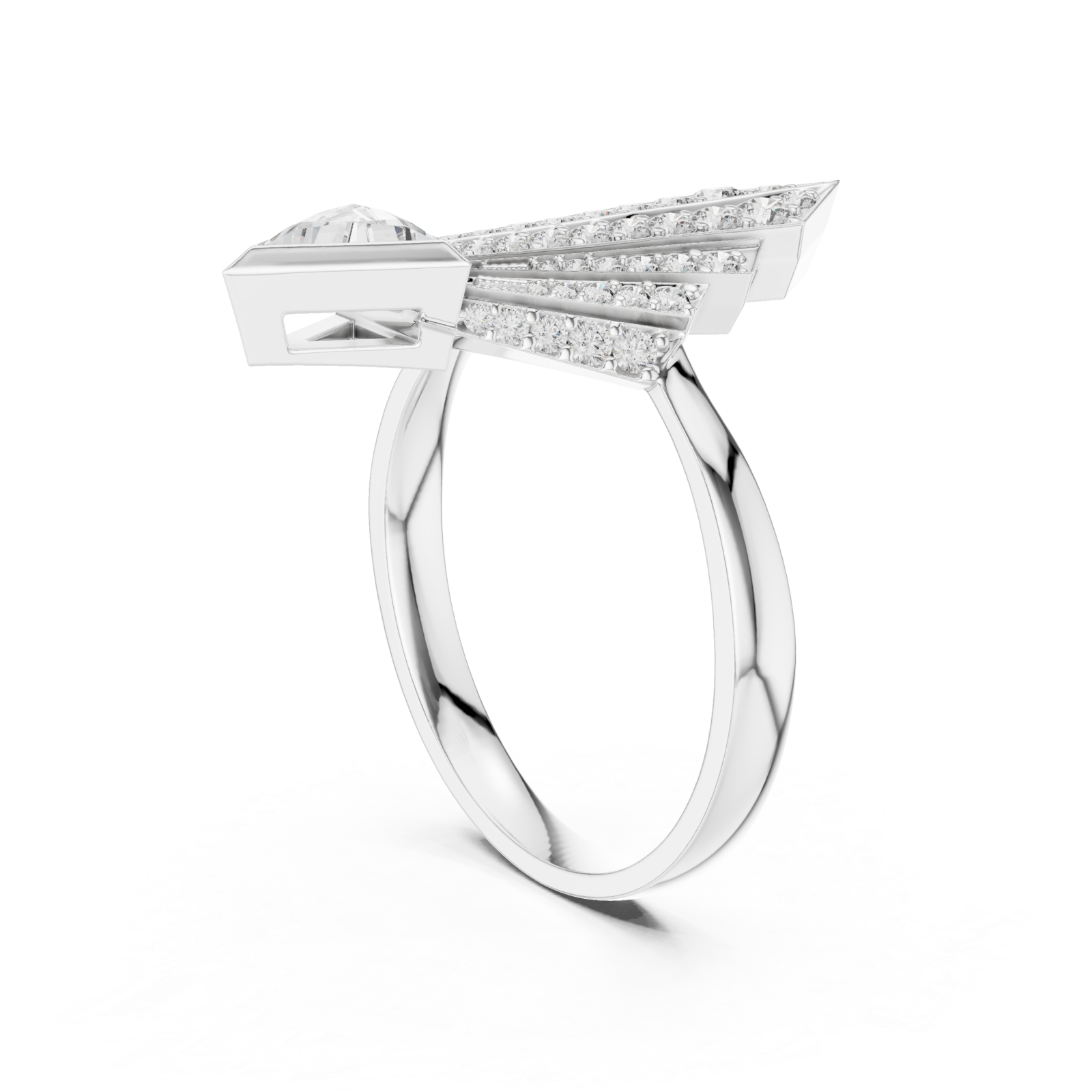  White Gold Gilded Astral Fanlight Anniversary Ring Left View