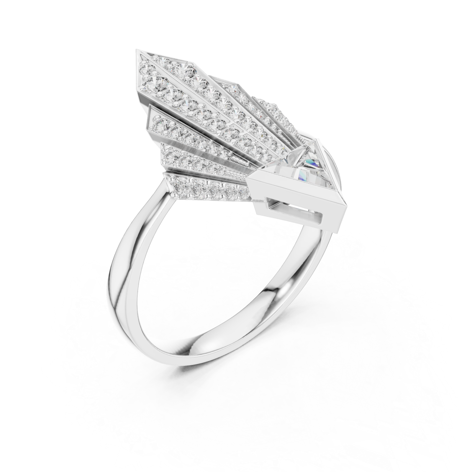  White Gold Gilded Astral Fanlight Anniversary Ring Right View