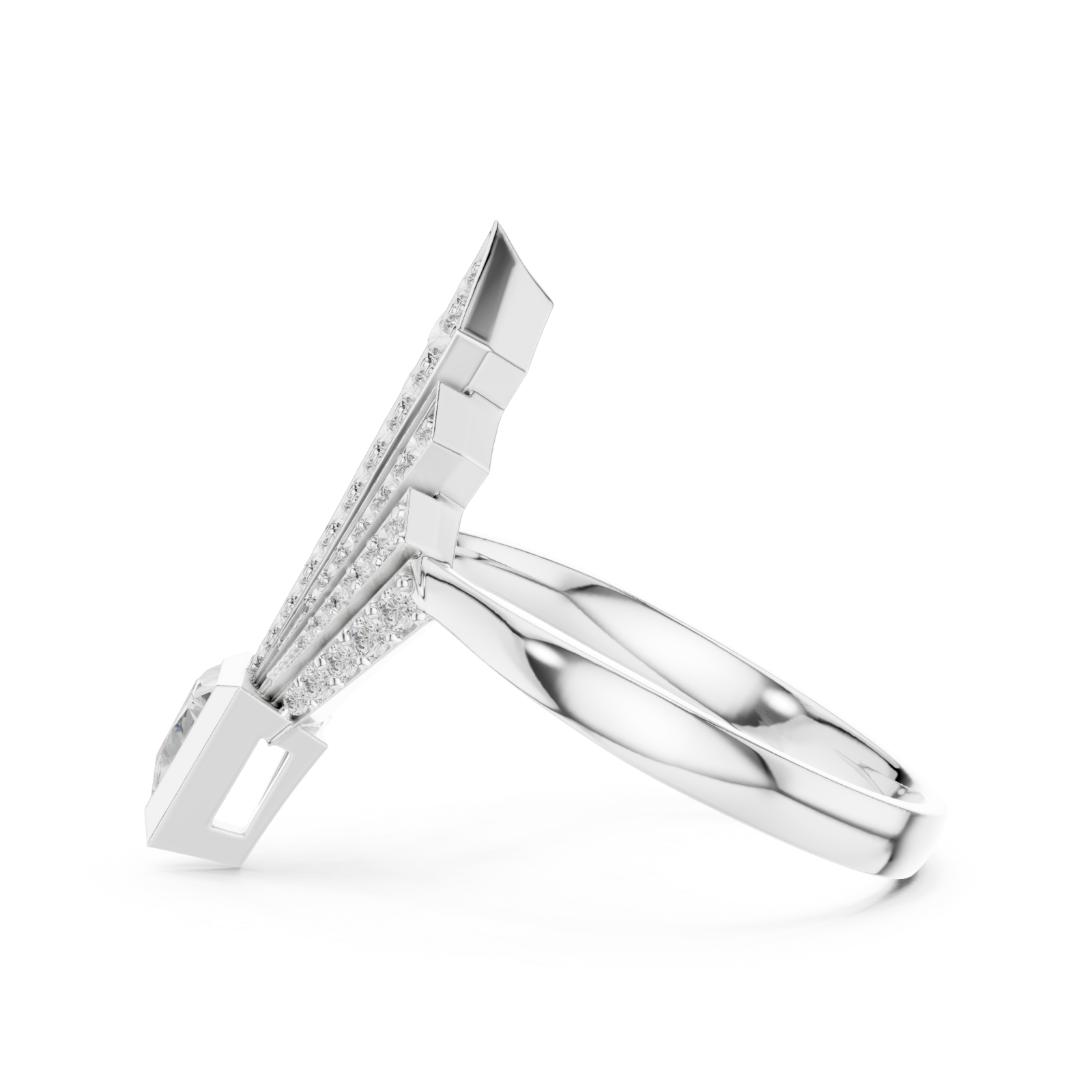  White Gold Gilded Astral Fanlight Anniversary Ring Side View