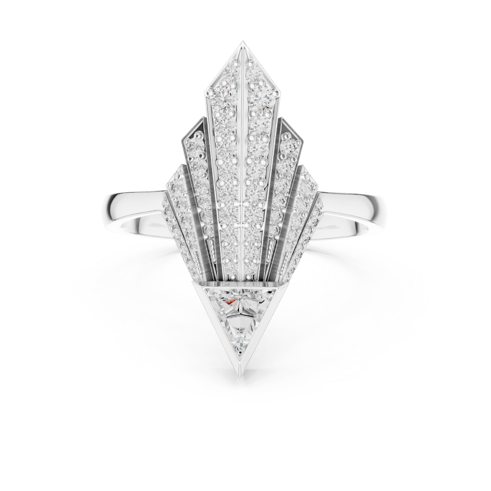 White Gold Gilded Astral Fanlight Anniversary Ring Front View