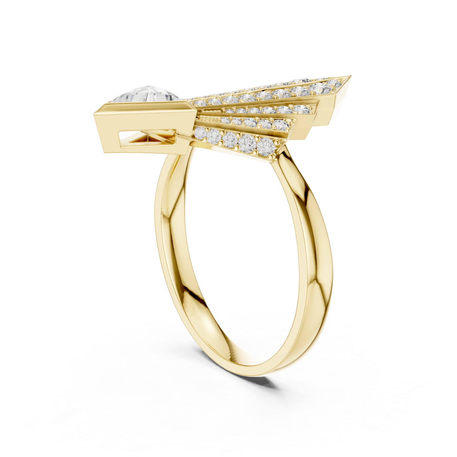  Gold Gilded Astral Fanlight Anniversary Ring Left View