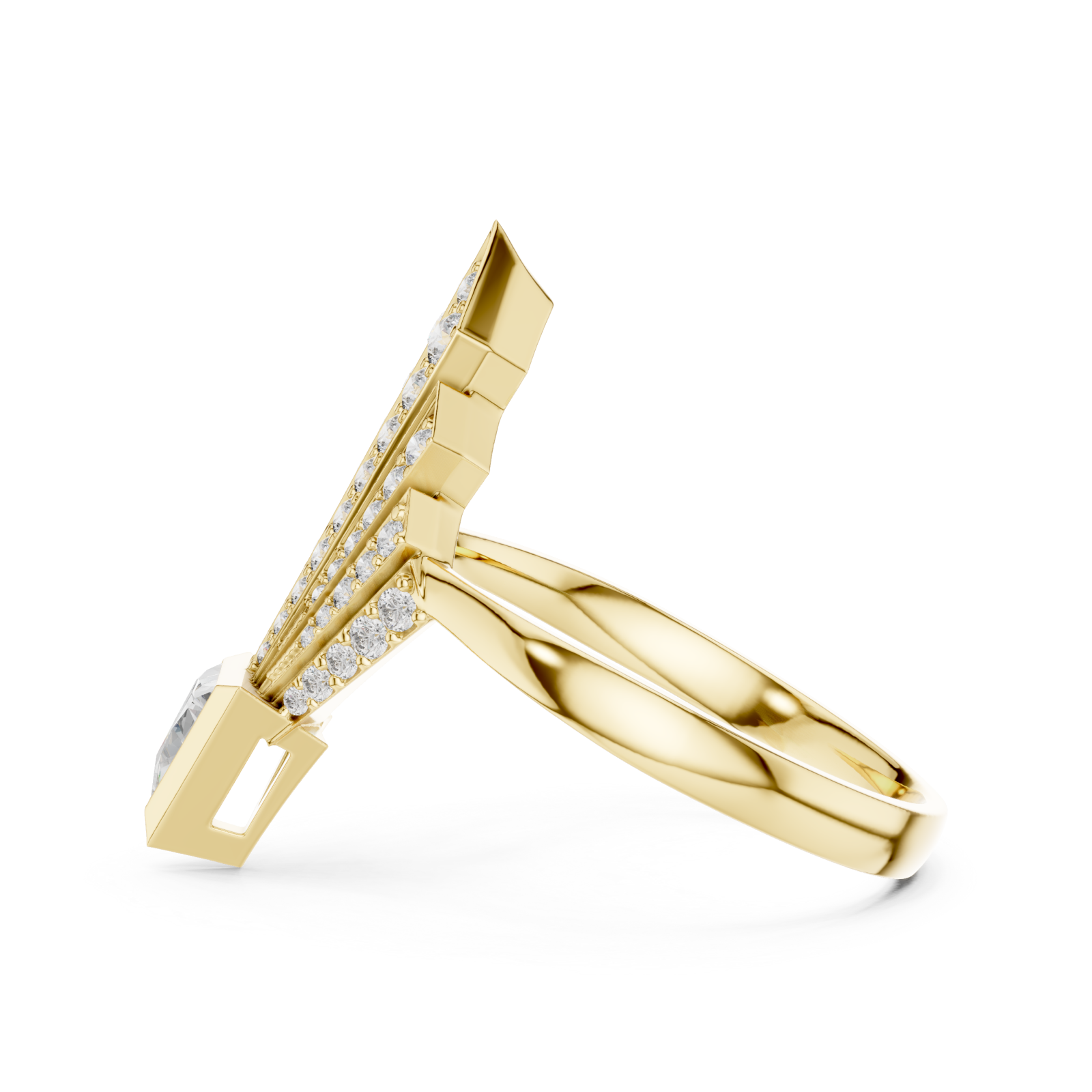  Gold Gilded Astral Fanlight Anniversary Ring Side View