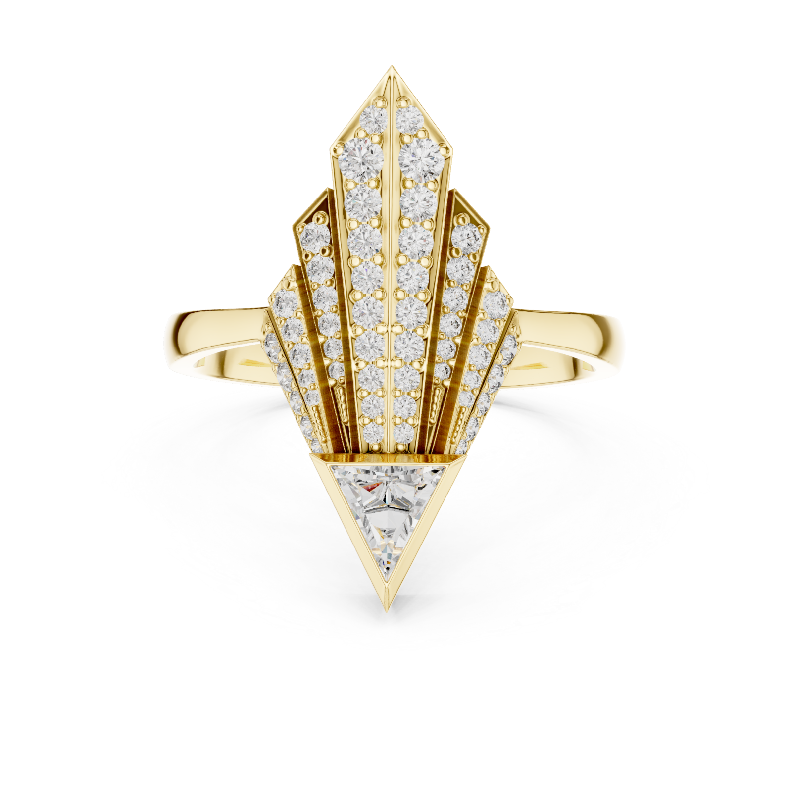  Gold Gilded Astral Fanlight Anniversary Ring Front View