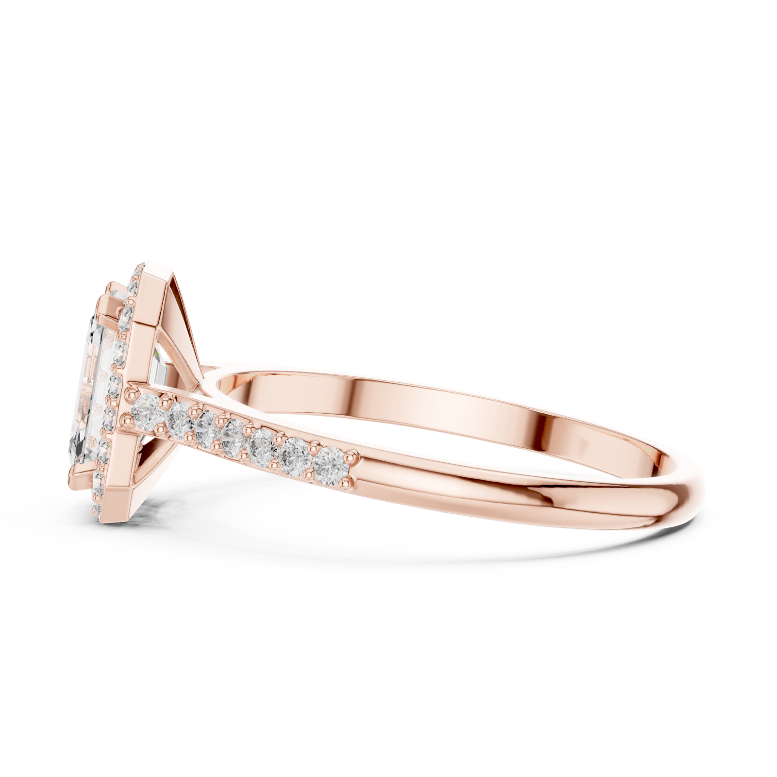  Rose Gold Centre Stage Harmony Signature Engagement Ring Side View