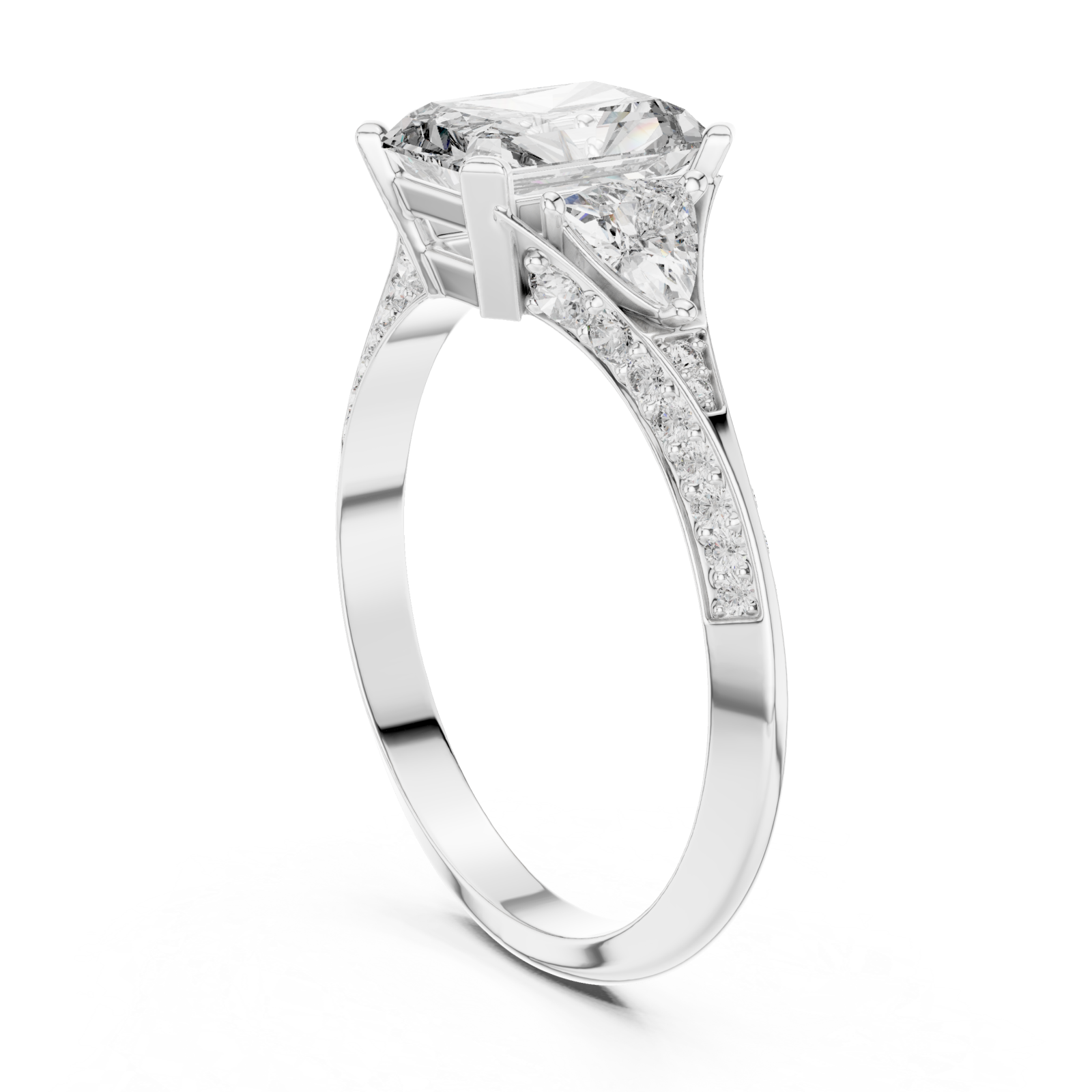 White Gold Celeste Three Stone Pavé Band Ring Left View