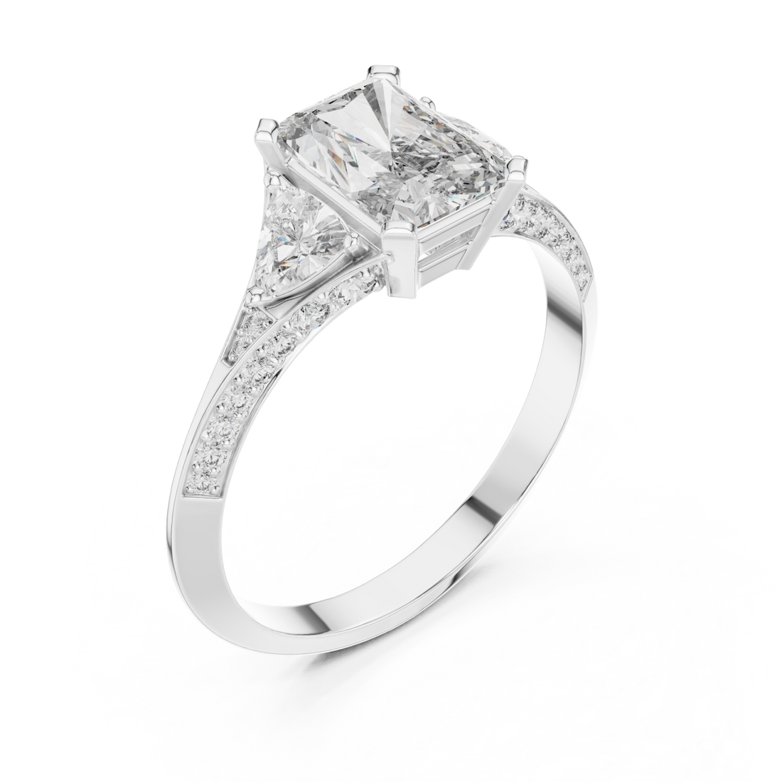  White Gold Celeste Three Stone Pavé Band Ring Right View