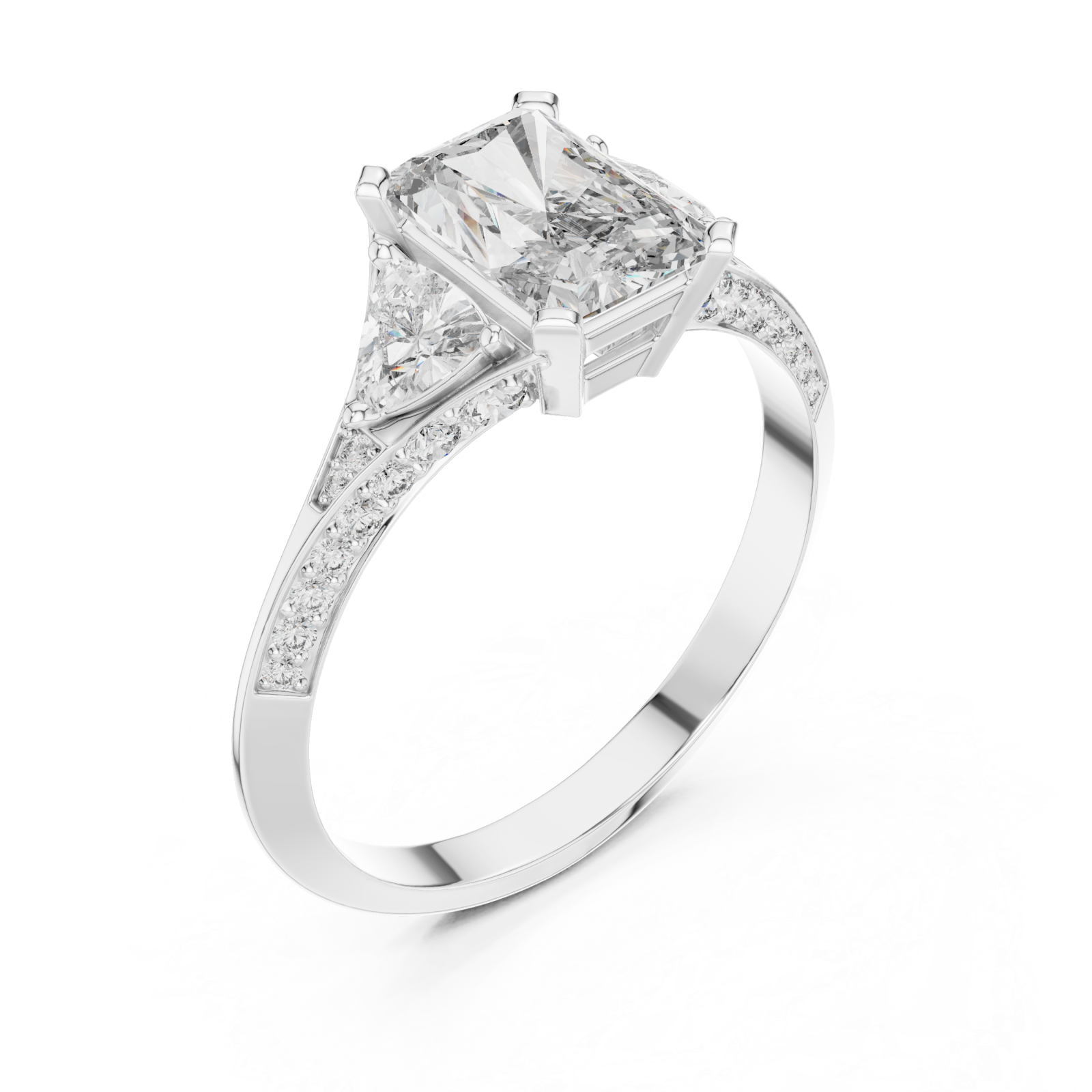  White Gold Celeste Three Stone Pavé Band Ring Right View